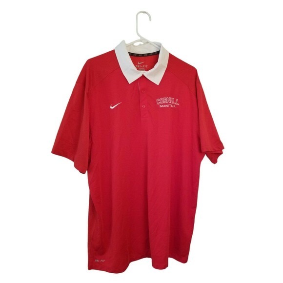 Nike Dri Fit Cornell Basketball Athletic Polo Shirt Size XXL Short Sleeve, Red - Picture 3 of 5